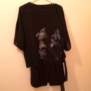 GB black mini cocktail dress w/cover up